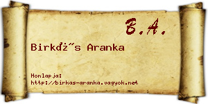 Birkás Aranka névjegykártya