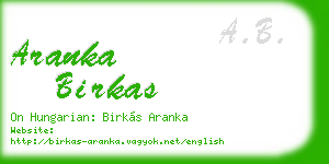aranka birkas business card